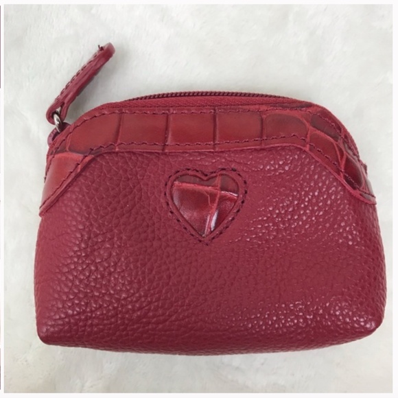 Brighton Pebble Leather Heart Coin Purse Red - Picture 3 of 7